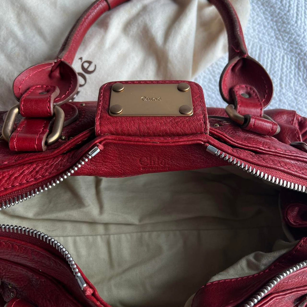 🌺🩷 Gorgeous Red Chloe Paddington Bag With Gold Hardware🍒❤️‍🔥 🤎🌆
