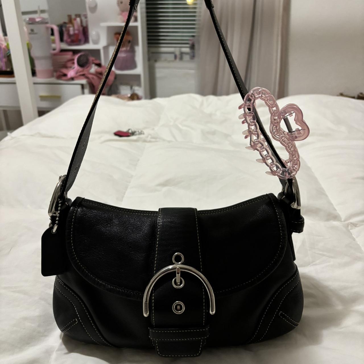 🌺🩷 Vintage Coach Black Leather Mini Soho💜🍇 🤎🌆